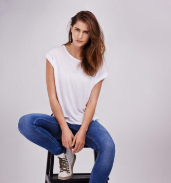 model-wearing-white-t-shirt White T-Shirt