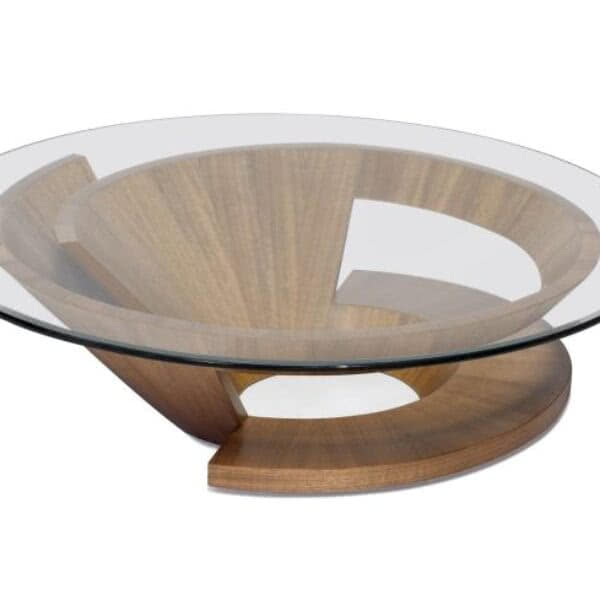 Round Wood Glass Coffee Table